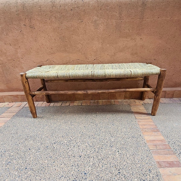 Banc marocain avec cordon en feuilles de palmier