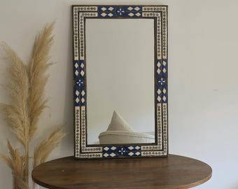 Handmade Moroccan Bone Frame Mirror: Bohemian Home Decor