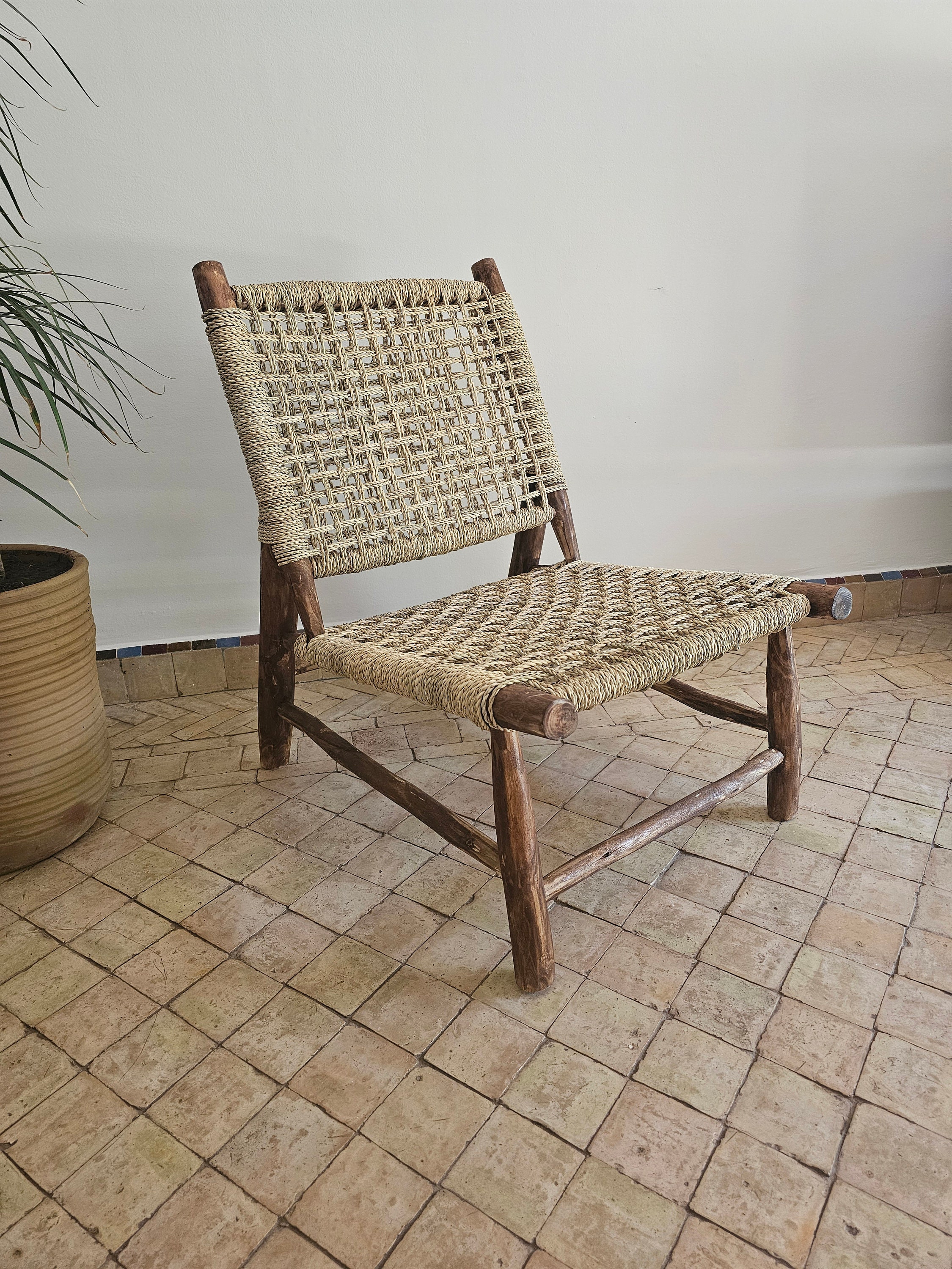 Moroccan Armchair With Palm Leaf Cord - Etsy