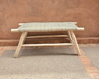 Moroccan bench with palm leaf cord