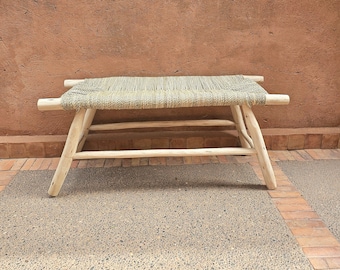 Banc marocain avec cordon en feuilles de palmier