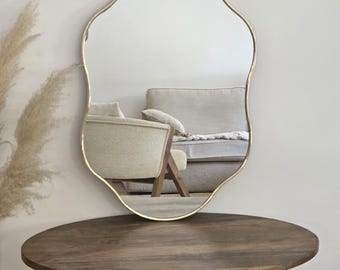 Handgemachter Marokkanischer Spiegel aus Messing mit Rahmen: Boho Home Decor