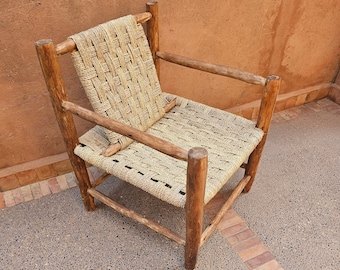 Handcrafted Moroccan Armchair with Armrest - Boho Seating Furniture
