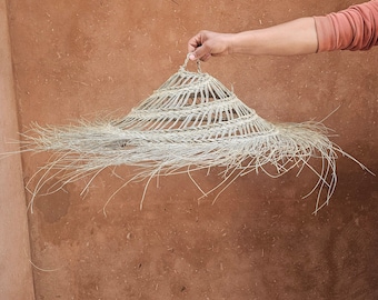 pendant light in straw parasol shape, straw lampshade