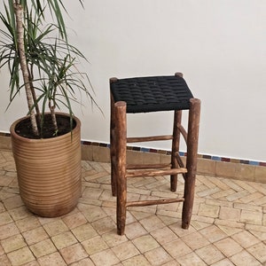 Moroccan stool bar with black cord