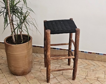 Moroccan stool bar with black cord