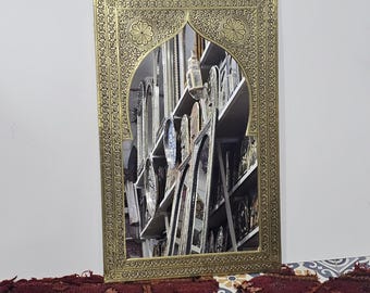 Moroccan brass oriental mirror in door shape