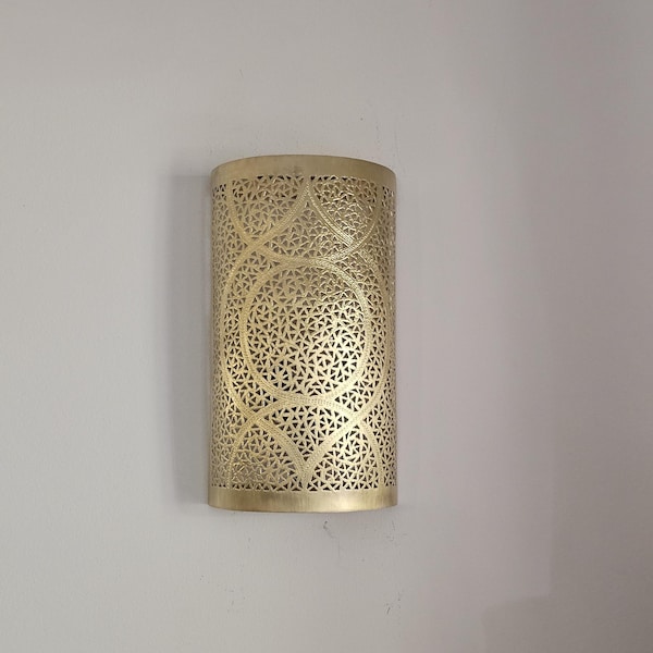 Marockansk mässingsvägglampa: Handgjord geometrisk lampa