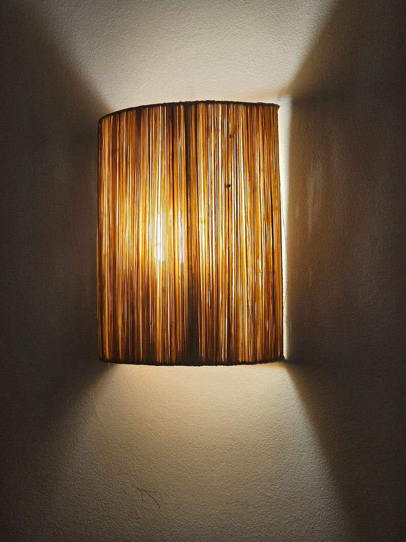 Handgjord Raffia Vägglampa: Marockansk Dekorbelysning bild 7