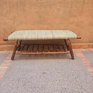 Wooden bench with integrated storage