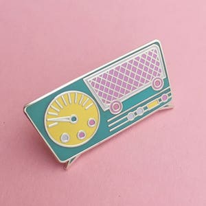 Retro Pastel Radio Enamel Pin Badge - Lapel Pin, Tie Pin