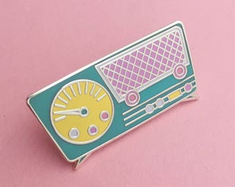 Retro Pastel Radio Enamel Pin Badge - Lapel Pin, Tie Pin