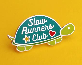 Slow Runners Club Enamel Pin - Cute Tortoise Enamel Pin