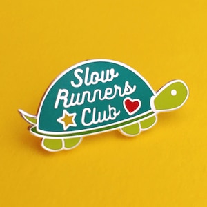 Slow Runners Club Enamel Pin - Cute Tortoise Enamel Pin