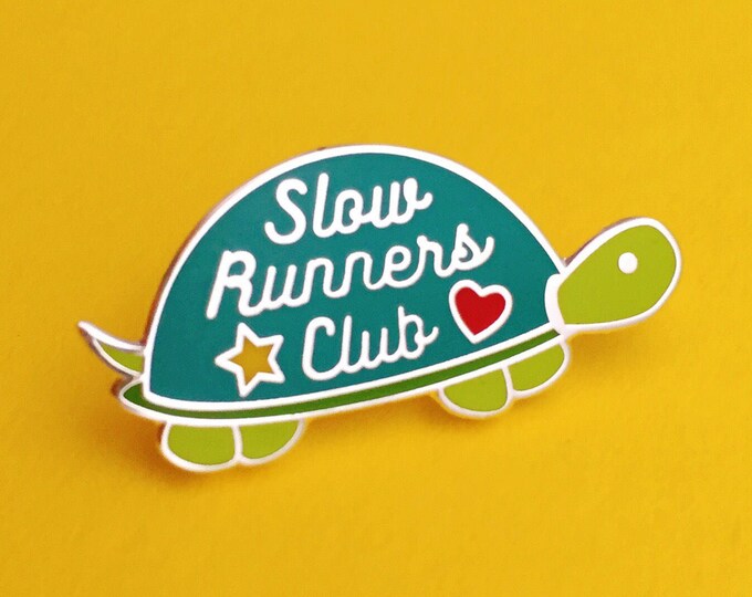 Slow Runners Club Enamel Pin - Tiny Tortoise Lapel Pin