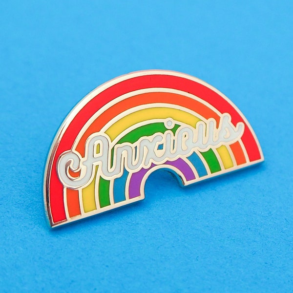 Anxious Rainbow Enamel Pin – Mental Health Lapel Pin