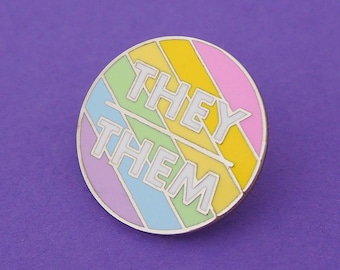 Pronoun Enamel Pin - They/Them - Rainbow Pin