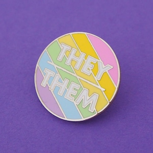 Pronoun Enamel Pin - They/Them - Rainbow Pin