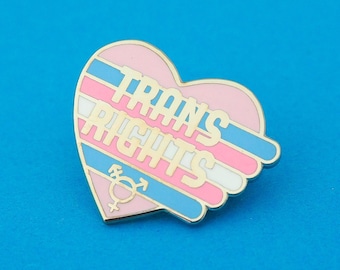 Trans Rights Enamel Pin - Equal Rights Badge - Trans Flag