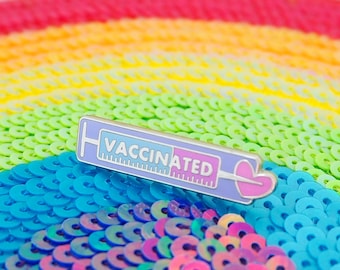 Vaccinated Enamel Pin Badge - Health Care Lapel Pin - Vaccines Lanyard Pin -  World Immunisation Week