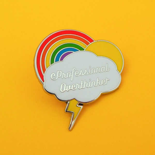 Professional Overthinker Enamel Pin – Rainbow Mental Health Lapel Pin