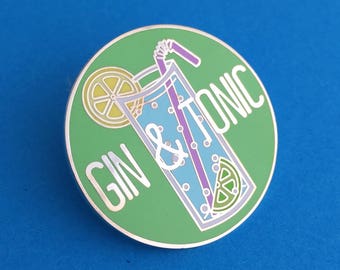 Gin and Tonic Enamel Pin Badge - Gin Badge - Lapel Pin, Tie Pin