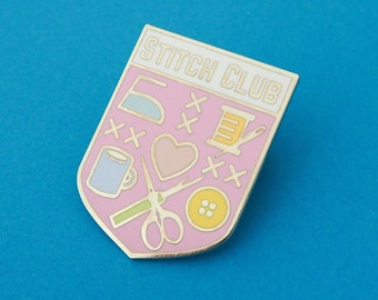 Pastel Pink Stitch Club Enamel Pin - Sewing Pin Badge - Sewing Gifts