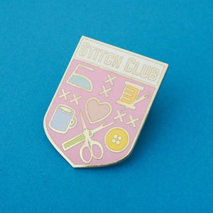 Pastel Pink Stitch Club Enamel Pin - Sewing Pin Badge - Sewing Gifts