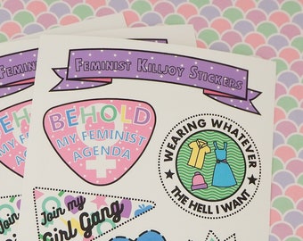 Feminist Killjoy Sticker Sheet - Vinyl Feminism Stickers