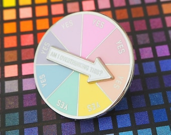 Spinner Enamel Pin "Am I Overthinking This?" - Pastel Rainbow Mental Health Pin