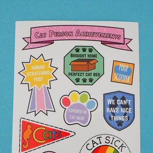 Cat Person Achievement Sticker Sheet - Vinyl
