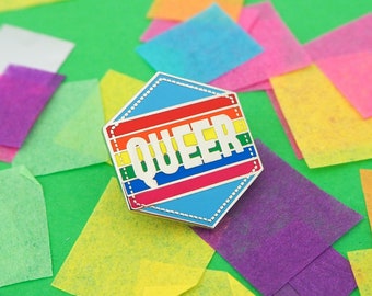 Queer Rainbow Enamel Pin - LGBTQ Pin - Queer Pin - Pride Hard Enamel Pin