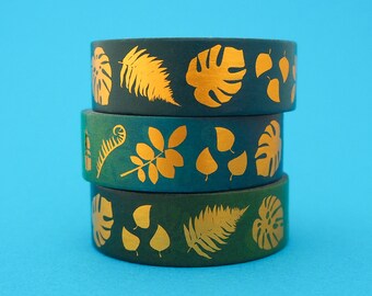 Plant Green with Gold Foil Washi Tape