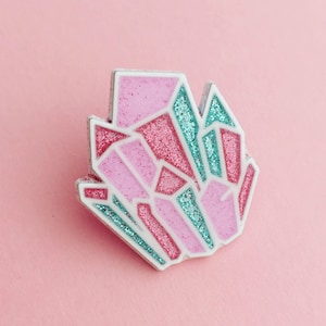 Pastel Glitter Crystal Enamel Pin Badge