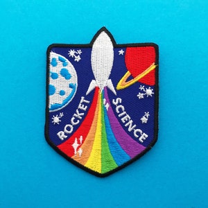 Rocket Science Rainbow Rocket Iron On Embroidered Patch image 1