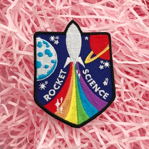Rocket Science Rainbow Rocket Iron On Embroidered Patch image 3
