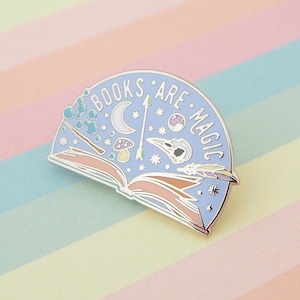 Books are Magic Enamel Pin - Hard Enamel Lapel Pin - Book Gifts