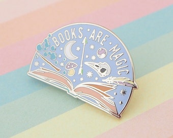 Books are Magic Enamel Pin - Hard Enamel Lapel Pin - Book Gifts