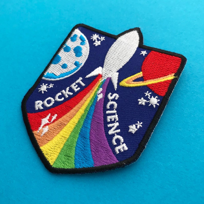 Rocket Science Rainbow Rocket Iron On Embroidered Patch image 2