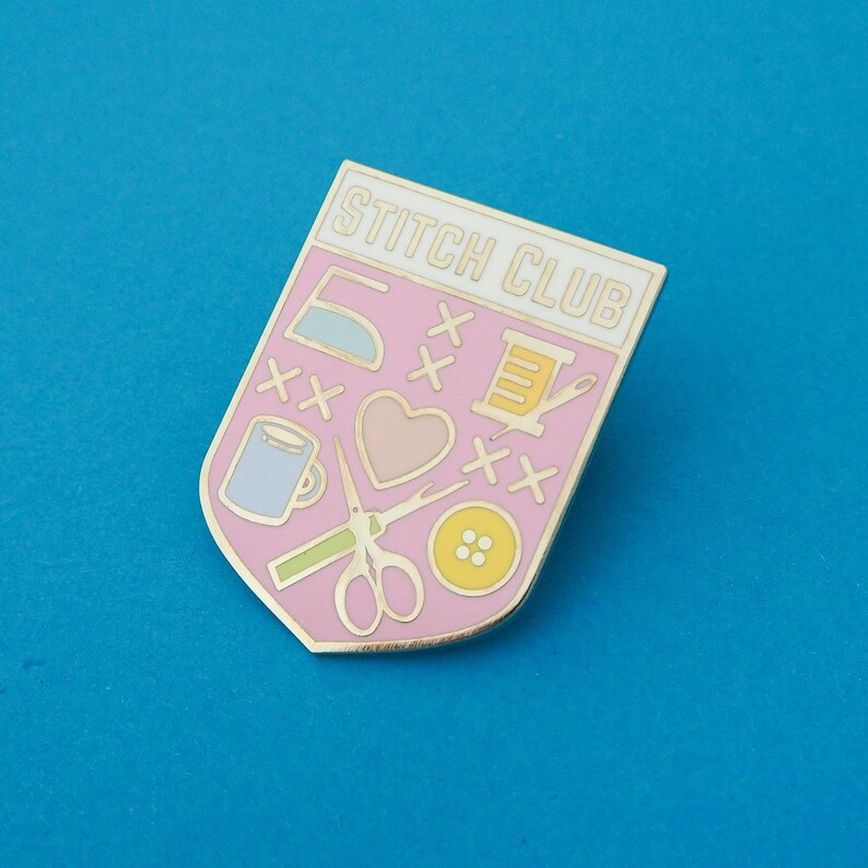 Pastel Pink Stitch Club Enamel Pin Sewing Pin Badge Sewing Etsy