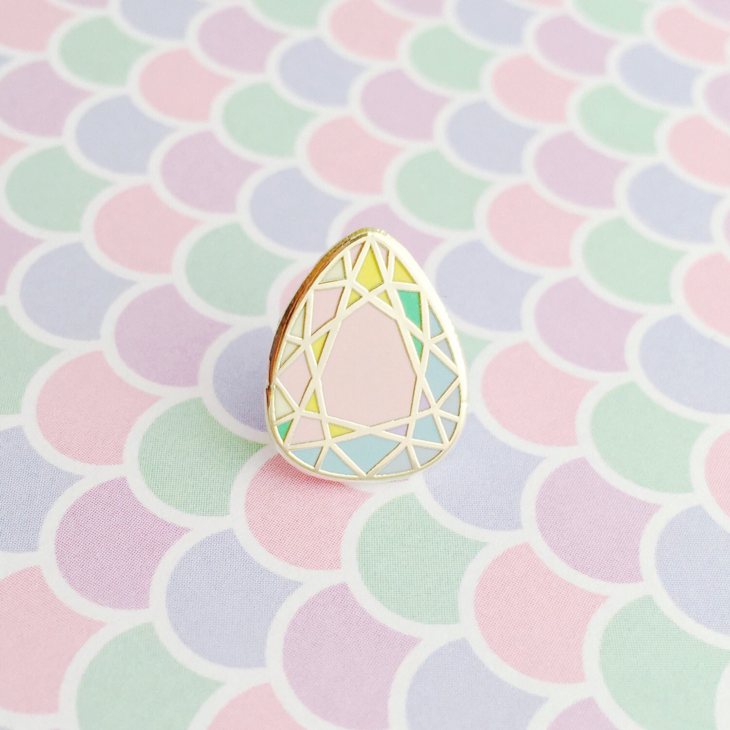 Rainbow Pastel Gem Stone Enamel Pin