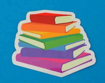 Pila de libros arcoíris - Adhesivo de vinilo