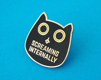 Screaming Internally Cat Enamel Pin