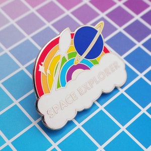 Space Explorer Rainbow Rocket Enamel Pin