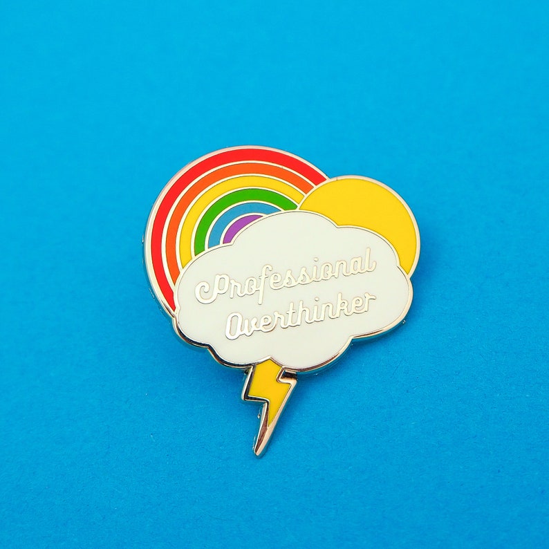 Professional Overthinker Rainbow Enamel Pin Hard Enamel Pin Badge Mental Health Lapel Pin image 2