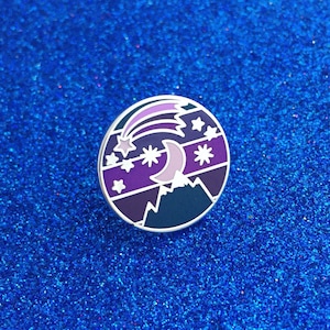 Night Sky Enamel Pin Badge - Ombre Pin, Purple Lapel Pin, Starry Sky