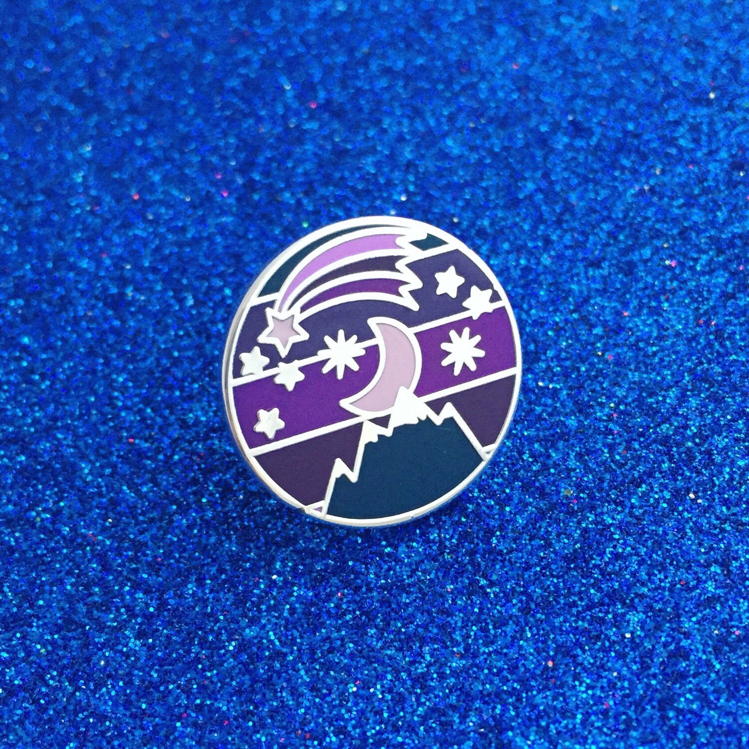 Night Sky Enamel Pin Badge - Ombre Pin, Purple Lapel Pin, Starry Sky