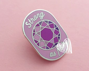 Strong As F*ck Enamel Lapel Pin Badge - Diamond Design, Feminist Pin