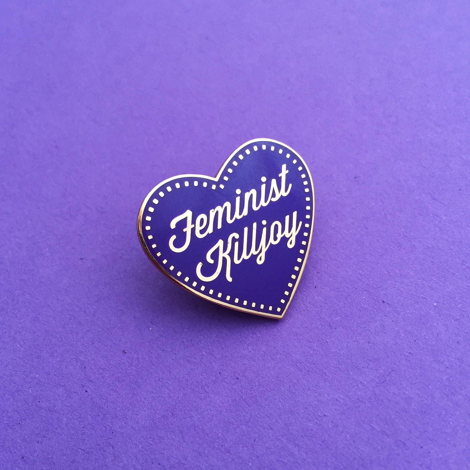 Feminist Killjoy Enamel Pin Badge - Purple and Rose Gold Heart Lapel …