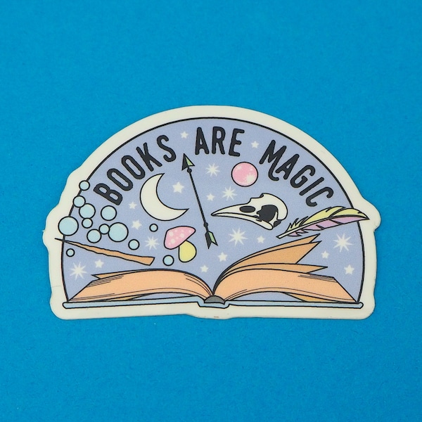 Books Are Magic Coated Vinyl Sticker - Book Gifts